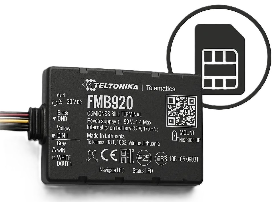 SIM card for a GPS tracker inserted into a vehicle tracker