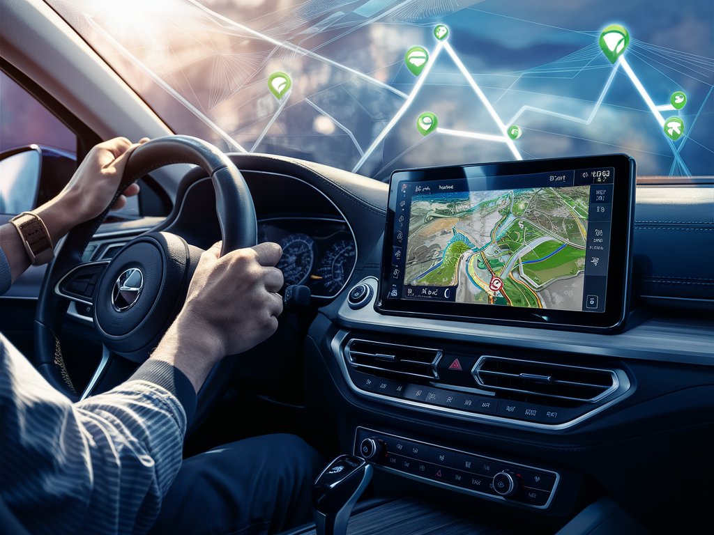 GPS tracker in a car sending the vehicle's location