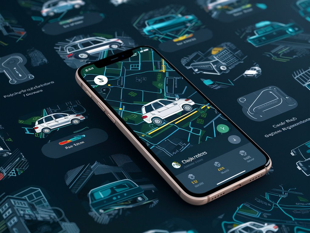 Car GPS tracker with trip history shown on a map